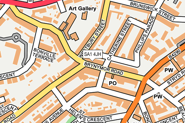 SA1 4JH map - OS OpenMap – Local (Ordnance Survey)