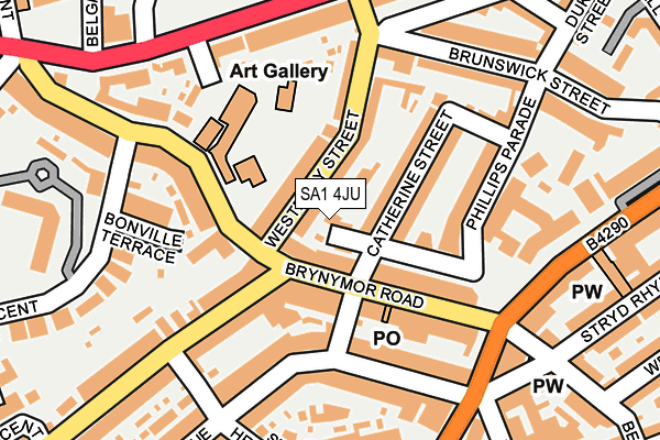 SA1 4JU map - OS OpenMap – Local (Ordnance Survey)