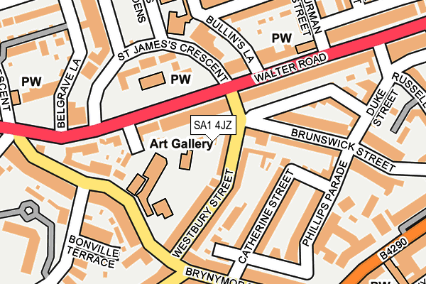 SA1 4JZ map - OS OpenMap – Local (Ordnance Survey)