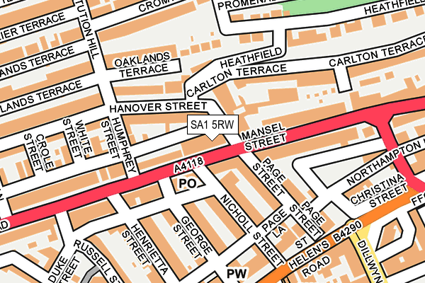 SA1 5RW map - OS OpenMap – Local (Ordnance Survey)