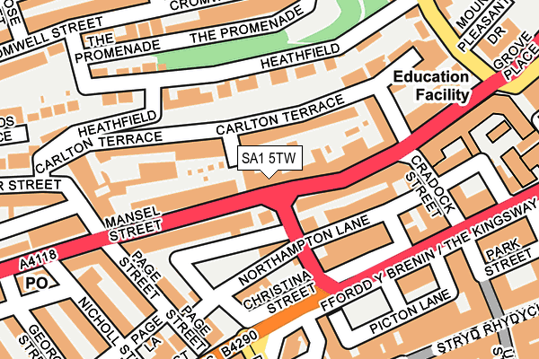 SA1 5TW map - OS OpenMap – Local (Ordnance Survey)