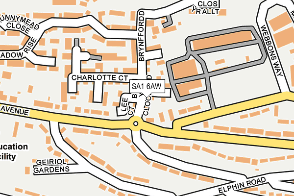 SA1 6AW map - OS OpenMap – Local (Ordnance Survey)