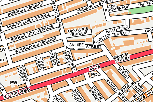 SA1 6BE map - OS OpenMap – Local (Ordnance Survey)