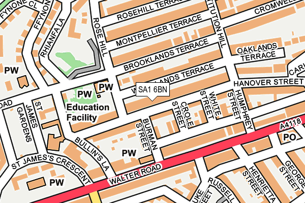 SA1 6BN map - OS OpenMap – Local (Ordnance Survey)