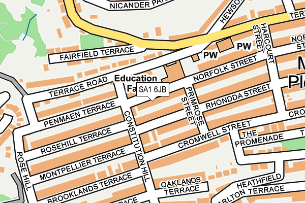 SA1 6JB map - OS OpenMap – Local (Ordnance Survey)