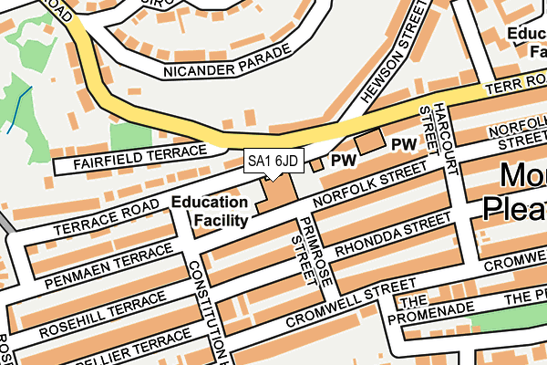 SA1 6JD map - OS OpenMap – Local (Ordnance Survey)