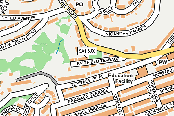 SA1 6JX map - OS OpenMap – Local (Ordnance Survey)