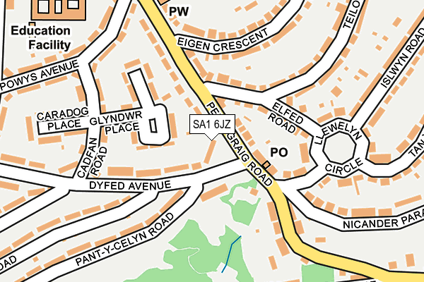 SA1 6JZ map - OS OpenMap – Local (Ordnance Survey)