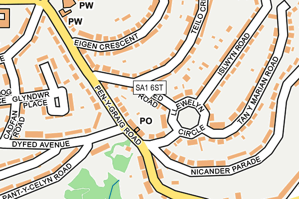 SA1 6ST map - OS OpenMap – Local (Ordnance Survey)
