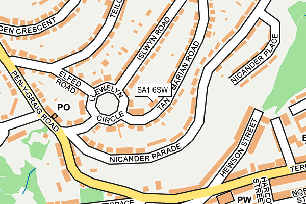 SA1 6SW map - OS OpenMap – Local (Ordnance Survey)