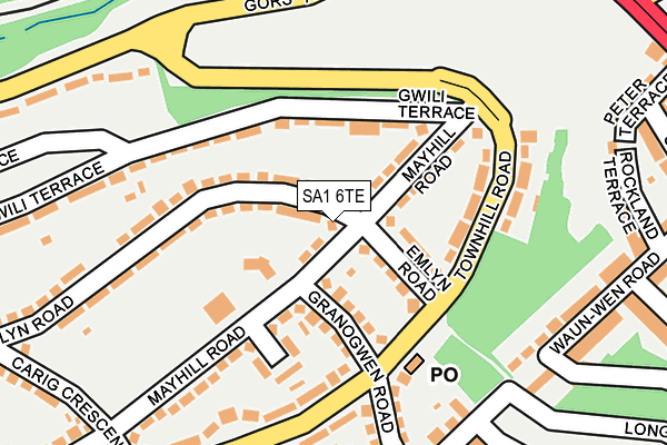 SA1 6TE map - OS OpenMap – Local (Ordnance Survey)