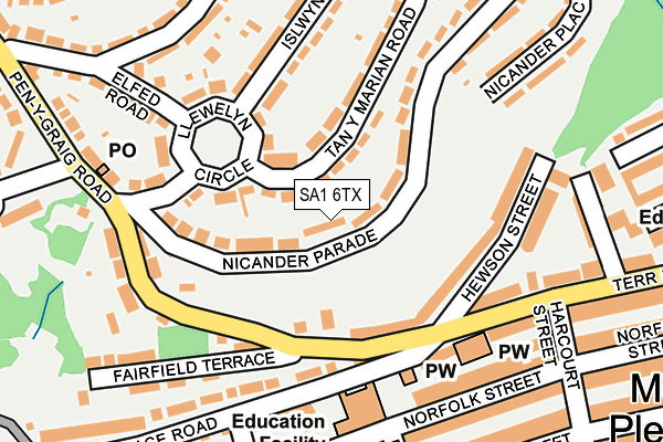 SA1 6TX map - OS OpenMap – Local (Ordnance Survey)