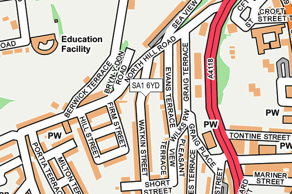 SA1 6YD map - OS OpenMap – Local (Ordnance Survey)