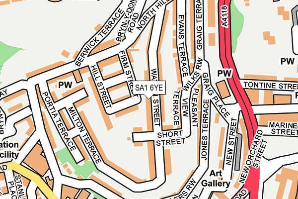 SA1 6YE map - OS OpenMap – Local (Ordnance Survey)