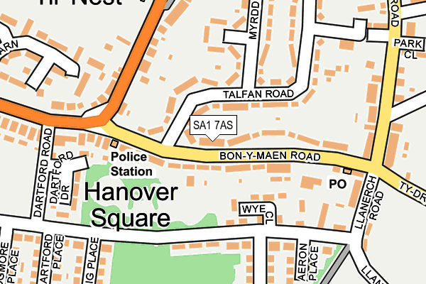 SA1 7AS map - OS OpenMap – Local (Ordnance Survey)