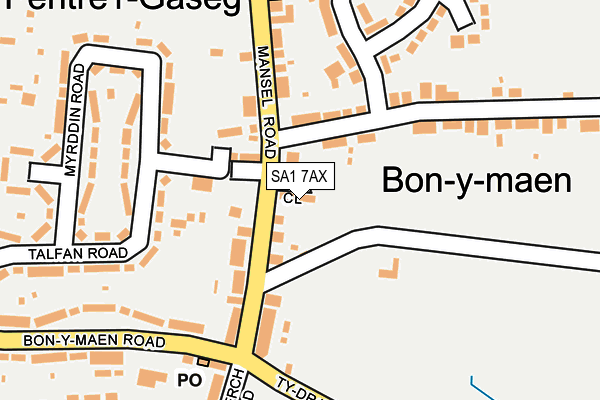 SA1 7AX map - OS OpenMap – Local (Ordnance Survey)