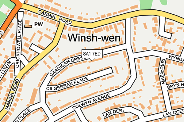 SA1 7ED map - OS OpenMap – Local (Ordnance Survey)