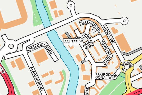 SA1 7FZ map - OS OpenMap – Local (Ordnance Survey)