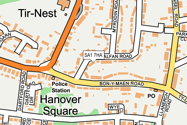 SA1 7HA map - OS OpenMap – Local (Ordnance Survey)