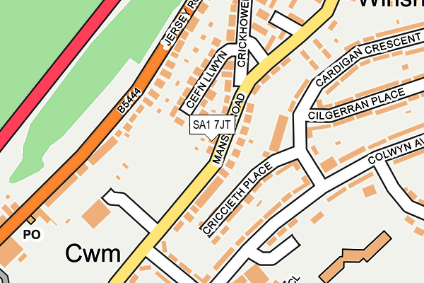 SA1 7JT map - OS OpenMap – Local (Ordnance Survey)