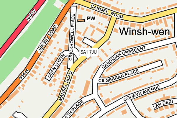 SA1 7JU map - OS OpenMap – Local (Ordnance Survey)