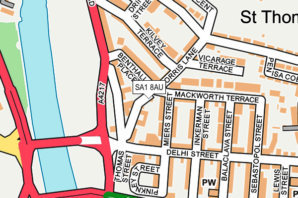 SA1 8AU map - OS OpenMap – Local (Ordnance Survey)