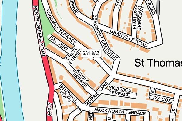 SA1 8AZ map - OS OpenMap – Local (Ordnance Survey)