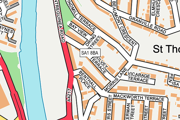 SA1 8BA map - OS OpenMap – Local (Ordnance Survey)