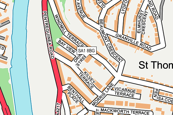 SA1 8BG map - OS OpenMap – Local (Ordnance Survey)