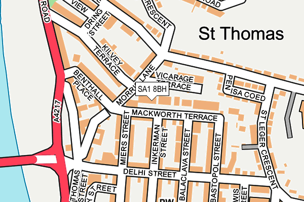 SA1 8BH map - OS OpenMap – Local (Ordnance Survey)