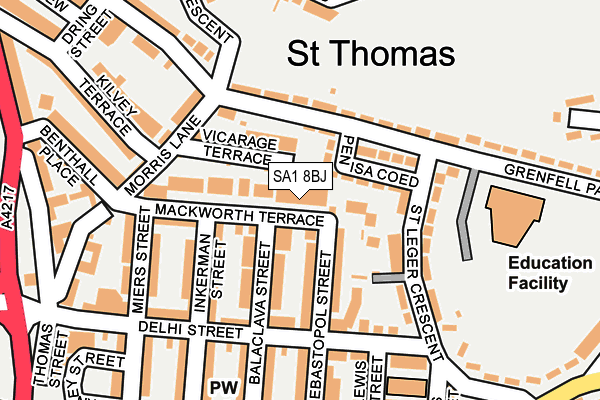 SA1 8BJ map - OS OpenMap – Local (Ordnance Survey)