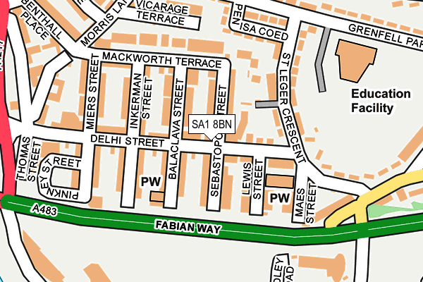 SA1 8BN map - OS OpenMap – Local (Ordnance Survey)