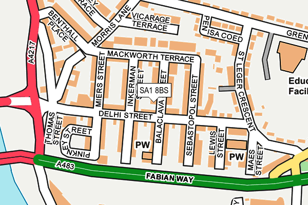 SA1 8BS map - OS OpenMap – Local (Ordnance Survey)