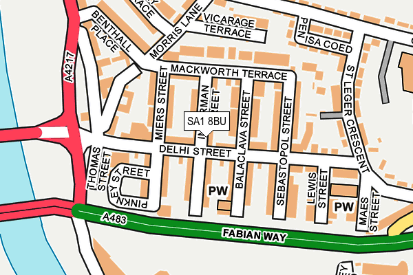 SA1 8BU map - OS OpenMap – Local (Ordnance Survey)