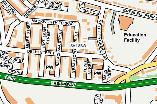 SA1 8BW map - OS OpenMap – Local (Ordnance Survey)