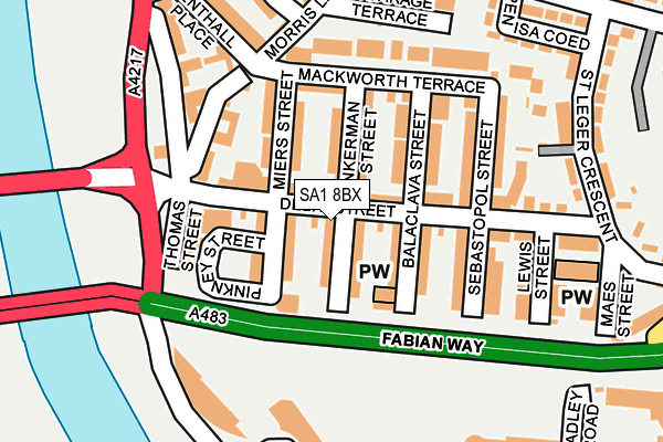 SA1 8BX map - OS OpenMap – Local (Ordnance Survey)