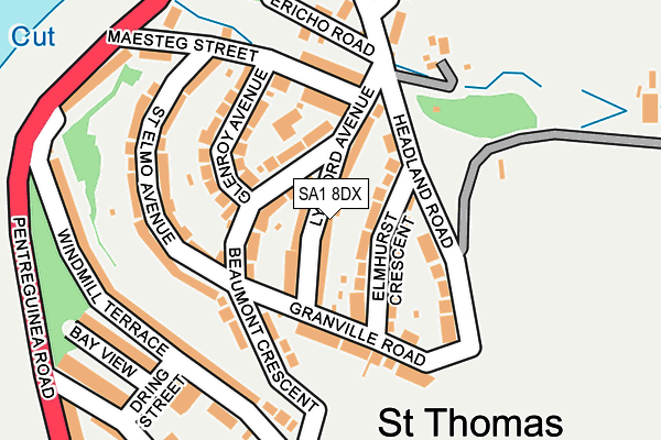 SA1 8DX map - OS OpenMap – Local (Ordnance Survey)