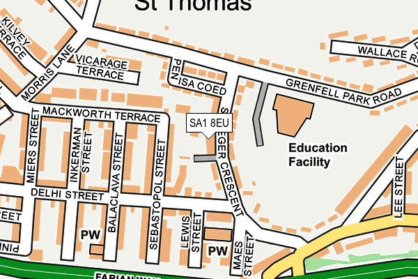 SA1 8EU map - OS OpenMap – Local (Ordnance Survey)