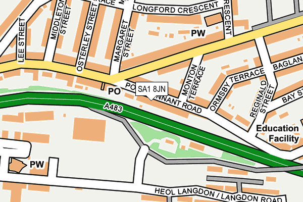 SA1 8JN map - OS OpenMap – Local (Ordnance Survey)
