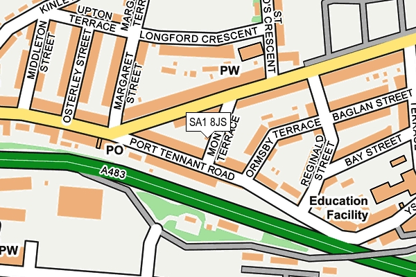 SA1 8JS map - OS OpenMap – Local (Ordnance Survey)