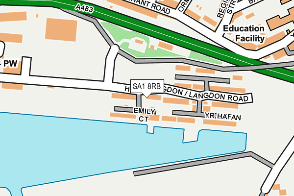 SA1 8RB map - OS OpenMap – Local (Ordnance Survey)