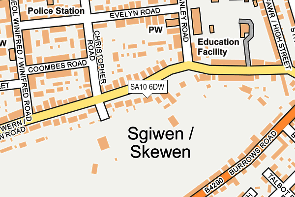 SA10 6DW map - OS OpenMap – Local (Ordnance Survey)