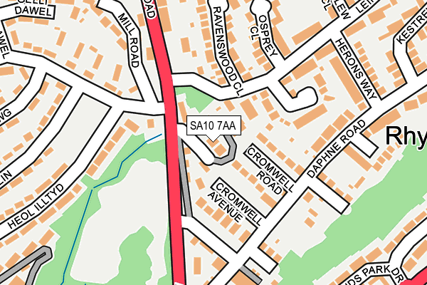 SA10 7AA map - OS OpenMap – Local (Ordnance Survey)