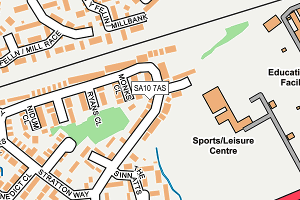 SA10 7AS map - OS OpenMap – Local (Ordnance Survey)