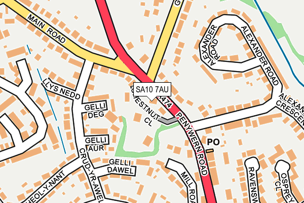 SA10 7AU map - OS OpenMap – Local (Ordnance Survey)