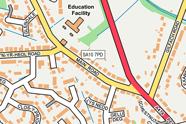 SA10 7PD map - OS OpenMap – Local (Ordnance Survey)