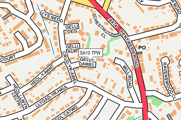 SA10 7PW map - OS OpenMap – Local (Ordnance Survey)