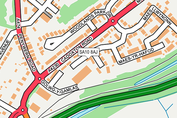 SA10 8AJ map - OS OpenMap – Local (Ordnance Survey)