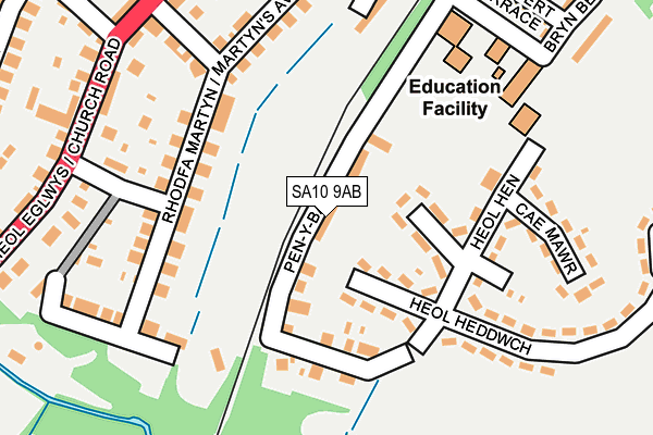 SA10 9AB map - OS OpenMap – Local (Ordnance Survey)