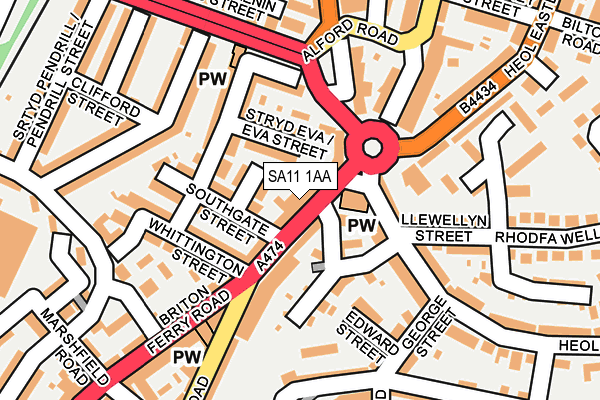 SA11 1AA map - OS OpenMap – Local (Ordnance Survey)
